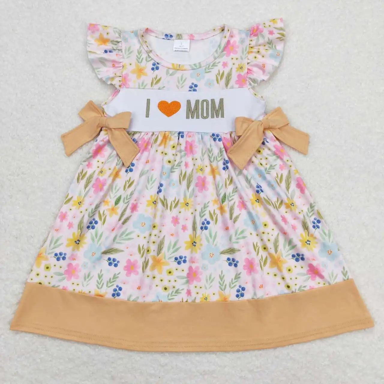 Kids Sibling Clothing Match Boys Girls Summer Outfits I Love Mom Embroidery Baby Girls Clothes Dress Boutique Infant Baby Romper