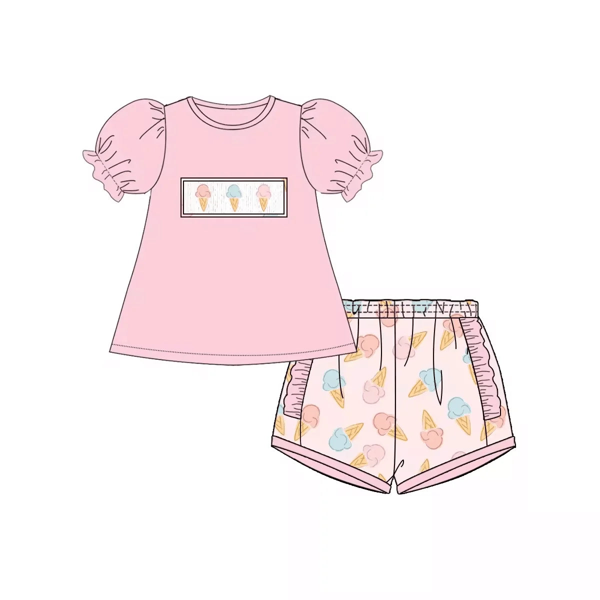 Ice-Cream cone printed sibling sets