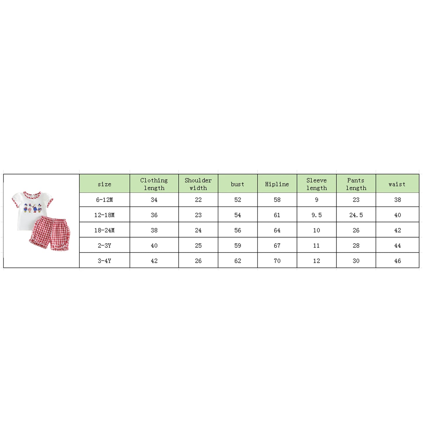 Girls 2PCS Goose Independence Day Clothes Sets