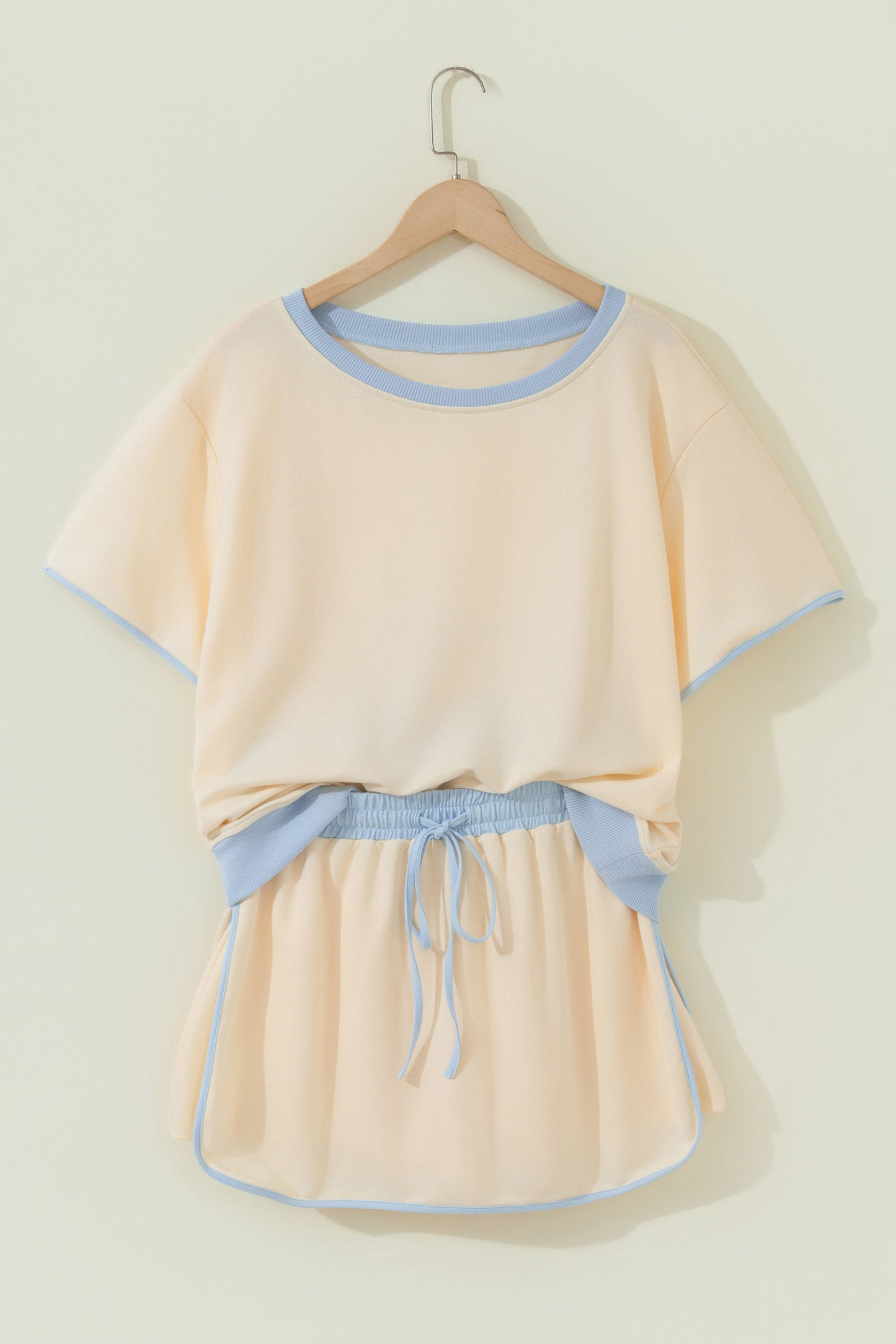Colorblock Edge Drop Shoulder T Shirt and Skort 2Pcs Set