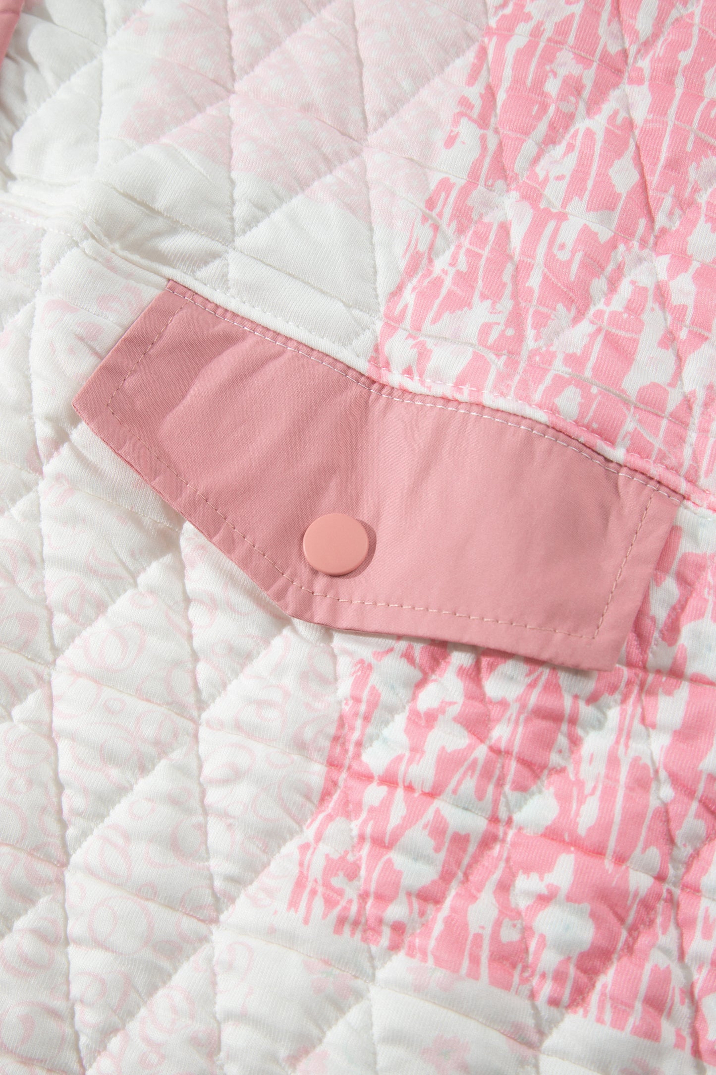 Multicolour Floral Quilted Half Button Pocketed Pullover Sweatshirt