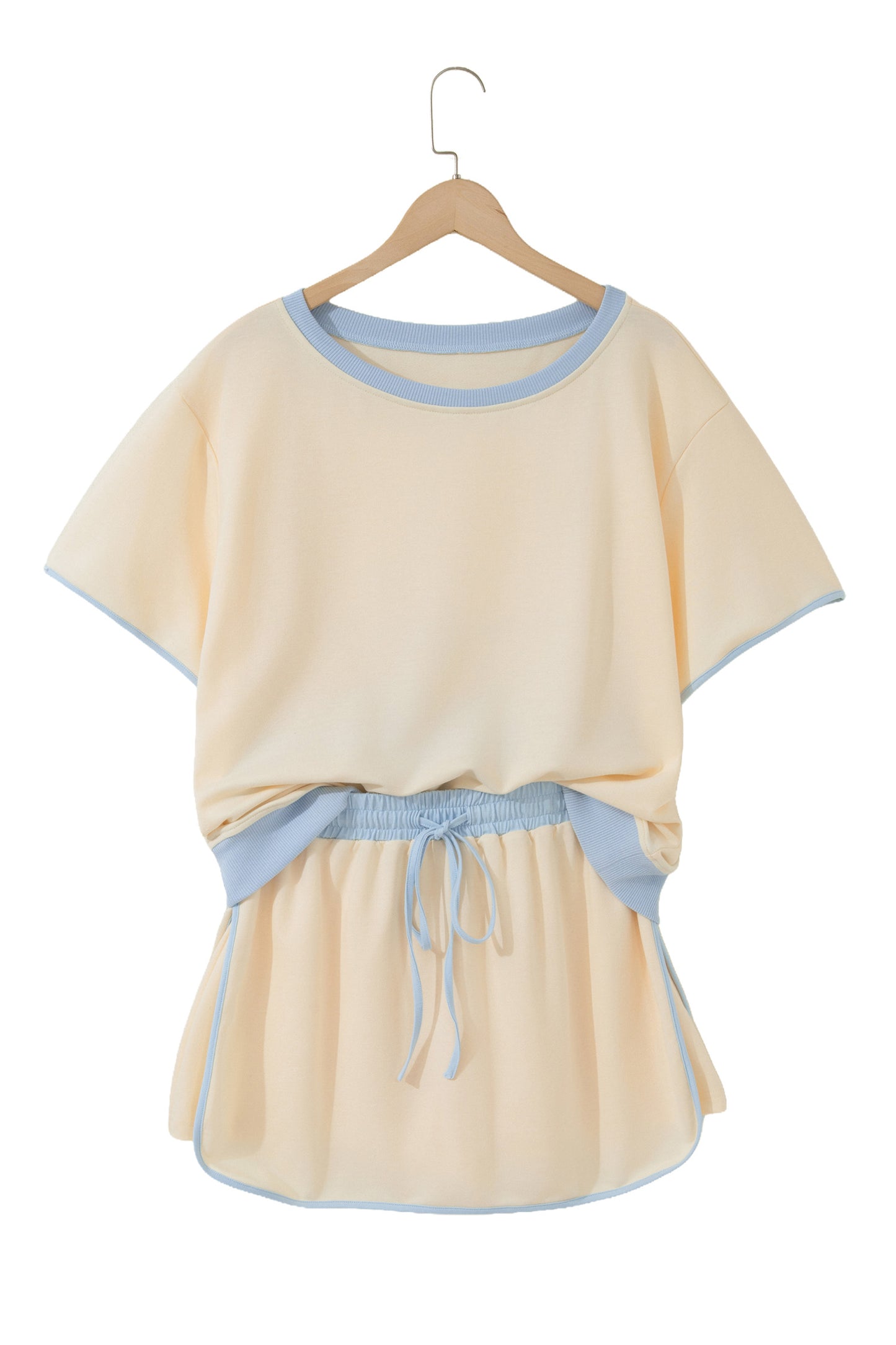 Colorblock Edge Drop Shoulder T Shirt and Skort 2Pcs Set